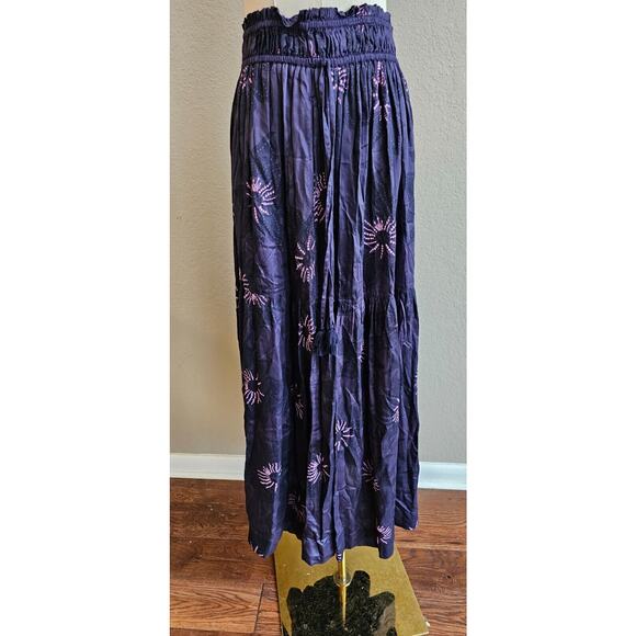 NEW $298 Omika Rosalita MAXI Skirt Mara Midnight Purple Floral Fireworks LARGE - Picture 2 of 4